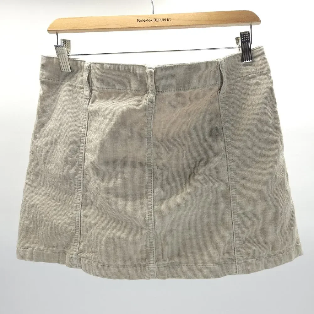 Forever 21 Corduroy‎ Mini Skirt 30 M Nude Stretch Button Preppy Twee Y2K 70s